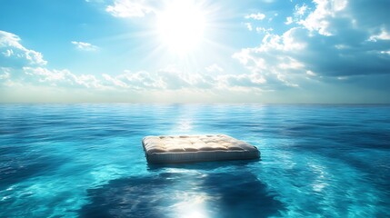 Wall Mural - pool raft floating on turquoise water under the bright rays of the sun