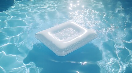 Wall Mural - floating pool raft in a bright, sunlit swimming pool on a hot summer day
