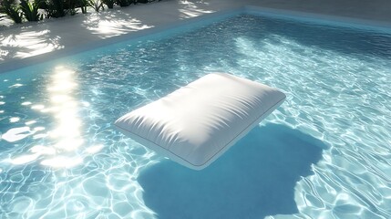 Wall Mural - a serene swimming pool with a floating pool raft and sunlight casting reflections