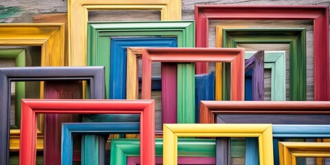Leinwandbilder - Vibrant collection of colorful picture frames displayed against a white background, showcasing the beauty and variety of modern design in colorful picture frames for creative decor.
