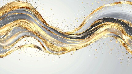 Wall Mural - Elegant Wave Pattern with Golden Accents and Sparkling Effects