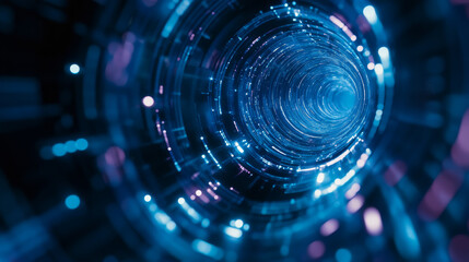 Wall Mural - abstract circle digital circuit concept light circle network connection blue digital background futu
