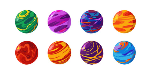 Wall Mural - stylized planet design in vector format with vibrant colors and clean lines.