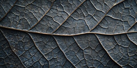 Wall Mural - Close up view showcasing the intricate veins of a leaf, highlighting the detailed patterns and textures that reveal the unique beauty found in nature s design of a leaf.