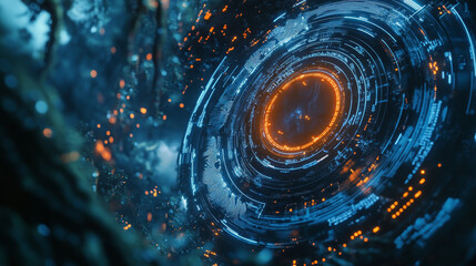 Wall Mural - abstract circle circuit board speed futuristic modern on blue background for entering topics and inf