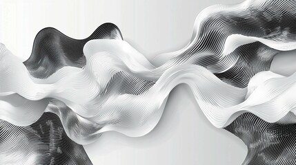 Wall Mural - Abstract Wavy Line Design in Black and White for Modern Backgrounds