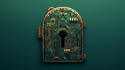 abstract technology concept cyber security with lock binary, finger print, digital link and binary hi tech background
