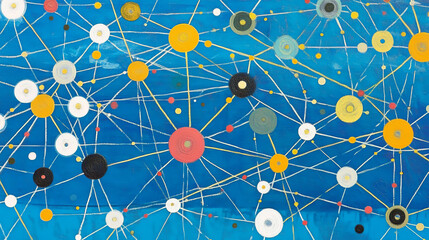 abstract template web global dot network circle digital connection and communication futuristic on blue background.