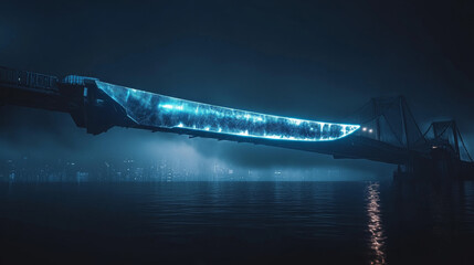 Wall Mural - abstract technology concept binary bridge to the future hi tech light blue background, roads of the 