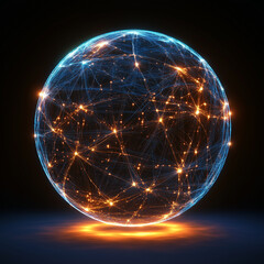 Wall Mural - globe interconnected with glowing networks,circuit boards,global technology and digital networks,ear