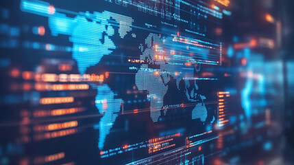 abstract map of the world science and technology concept of computer programming illustration background.