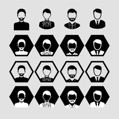 Wall Mural - Man young old boy Avatar photo profile picture image icon set collection Vector Silhouettes flat sytle