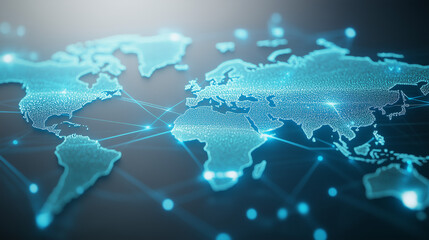 Wall Mural - globe interconnected with glowing networks,circuit boards,global technology and digital networks,ear