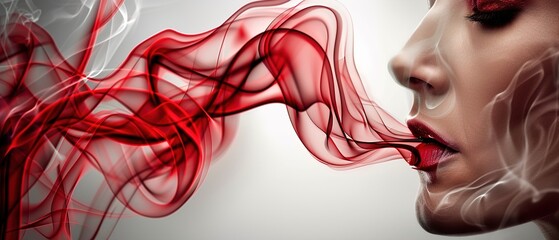 Wall Mural - red smoke isolated on white or transparent 