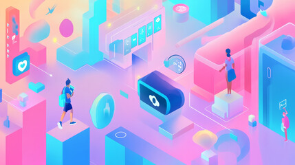 Wall Mural - abstract technology concept human body digital health care ; hud interface of health analysis future