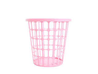 Empty pink plastic basket isolated over the white background