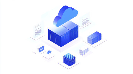 Wall Mural - abstract cloud technology with big data and smartphone concept connection by collecting data in the 