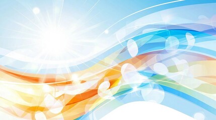 Wall Mural - Bright Abstract Background with Colorful Waves and Sunlight Effects