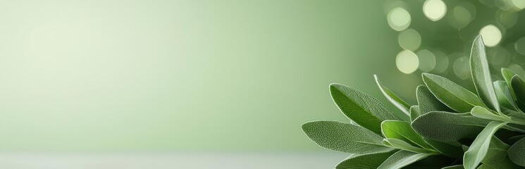 Poster - Sage leaves abstract background concept. Fresh green leaves on a soft background, perfect for nature-themed designs.