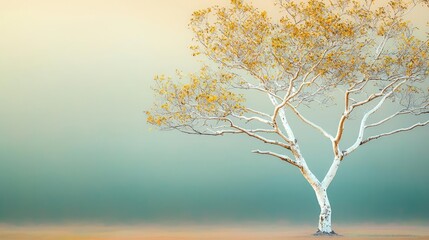 Poster - Plane tree abstract background idea. A serene tree stands gracefully against a soft, colorful background.