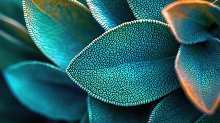 Poster - Sage leaves abstract background concept. Close-up of vibrant, textured leaves showcasing nature's beauty and intricate details.