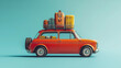 © Abu - Retro car packed with luggage and beach gear on the roof, ready for a summer road trip.