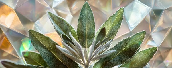 Poster - Sage leaves abstract background concept. Close-up of a vibrant succulent plant showcasing intricate leaf patterns and textures.