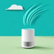 © veerachai - A modern air purifier emits clean air against a vibrant turquoise background, enhancing indoor air quality and aesthetics.