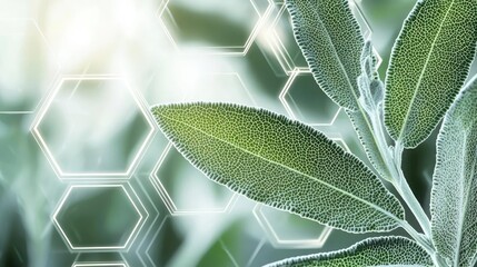 Poster - Sage leaves abstract background concept. A close-up view of fresh green leaves with a soft, textured appearance in natural light.