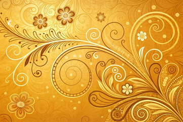 Wall Mural - abstract, floral, background, gold