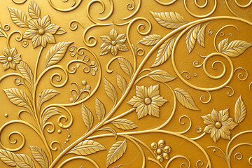 Wall Mural - abstract, floral, background, gold