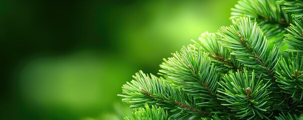 Poster - Pine tree abstract background idea. Close-up of vibrant green pine needles with a soft blurred background.