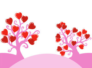 Wall Mural - Valentine Day Heart Tree Background