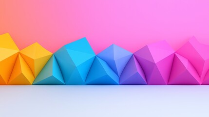 A vivid backdrop of triangles that look like folded paper. This geometric design incorporates a range of rainbow colors, suitable for business purposes.