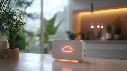 a cutting-edge cloud storage device featuring a stylish design. ideal for contemporary homes and off