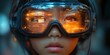 © Agus - Woman wearing futuristic goggles with holographic data.