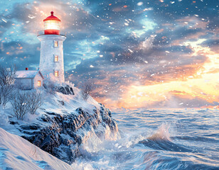 Wall Mural - Winter Lighthouse