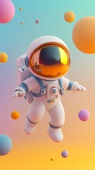 Wall Mural - Digital technology color stereoscopic astronaut poster background

