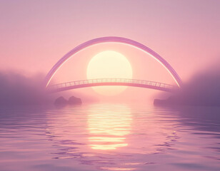 Canvas Print - Pink Sunset Bridge