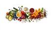 © heinng - Vibrant Healthy Food Photo: Delicious Ingredients Arranged Beautifully on White. AI Generated