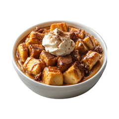 Poster - Tasty freshly baked Belgian waffle decorated with cream and chocolate sauce isolated on transparent background