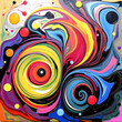 © Francisco - Swirling shapes and vivid colors come together in this abstract art piece, ideal for a creative bedroom
