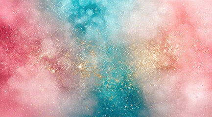 Wall Mural - Bokeh background with a mix of pink, teal, and gold colors. dreamy effect.