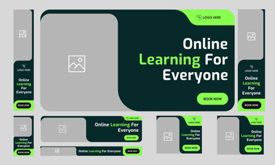 Wall Mural - trendy online learning web bundle banner design for social media post, daily education web set banne
