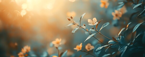 Sticker - Blooming jasmine flowers on a branch in spring sunlight