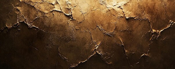 Poster - Golden textured wall showing cracks and wear creating dramatic effect