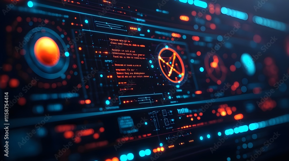 futuristic hud interface digital technology - cyberpunk aesthetics