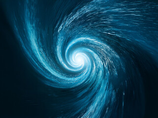Leinwandbilder - A mesmerizing swirl of deep blue, reminiscent of a cosmic vortex or a powerful ocean current, pulling the viewer into a bright, central light.