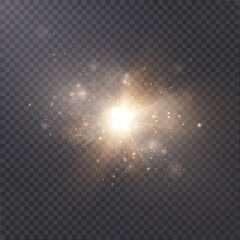 Wall Mural - Bright glowing light effect bright glare. Effect of glowing light rays distortion light lens. Beautiful shimmering light glare. Vector 10 EPS