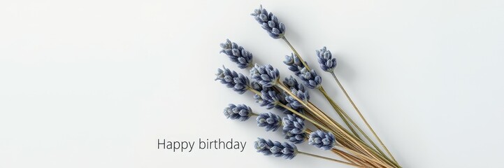 Wall Mural - Beautiful lavender bouquet with a heartfelt birthday message in a minimalist style, perfect for celebrations